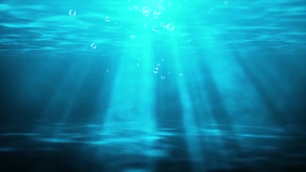 Underwater scene bubbles explode rising up and light rays moving 4K 3D Green Screen loop Animation. — Stock Video