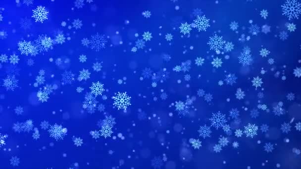Göz kırpan güzel Bokeh ve kar yağışı yıldızı renkli parçacıklar döngü arkaplanı — Stok video