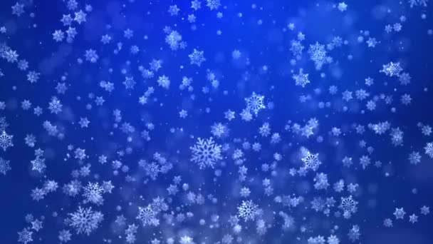 Gyönyörű izzó villogó bokeh és hóesés csillag színes részecskék hurok háttér