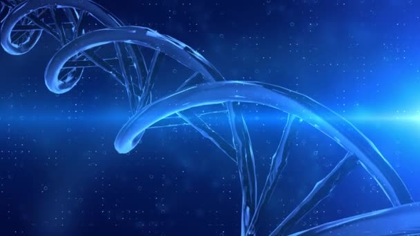 Наука о молекулах ДНК цифровая, последовательность, структура кода с фоном светящегося цикла. — стоковое видео