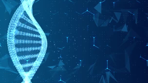 Wireframe DNA molekuły struktura siatka na miękkim błękitnym tle opieki zdrowotnej pętli. — Wideo stockowe