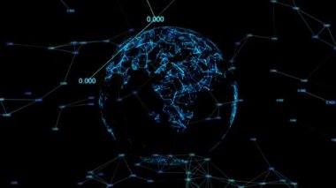 Parlak Kıtalarla Dönen Dünya 4K 3B Döngü Canlandırması Alfa ile.