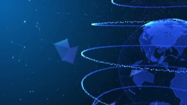 Dijital Küre Soyut Geometrik Pleksus Döngüsü Animasyon Arkaplan Alfa Kanalı.