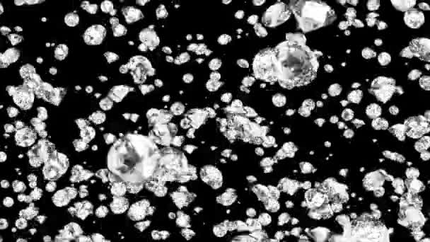 Realistic Brilliant Diamonds Raining Down Motion Soft focus light Loop Background. Green Screen — Stock Video