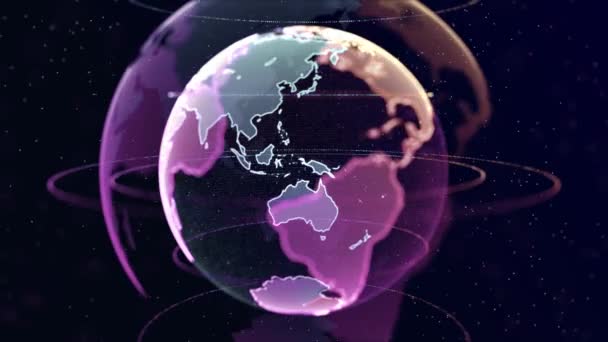 Tecnologia de rede global com rede social cercada por laços de conexões mundiais. — Vídeo de Stock