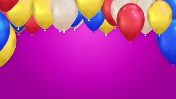 Abstrakte 3D-Animation von bunten Luftballons fliegen auf weißem Hintergrund Loop Alpha Channel. — Stockvideo