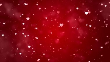 Kırmızı Romantik kalpler bokeh Kusursuz döngü arkaplan 4K Animasyon.