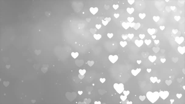 Abstraktes Shining Bokeh Hearts Partikel Motion Loop 4K Hintergrund. — Stockvideo