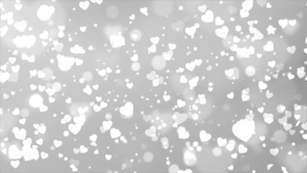 Heart backgrounds with falling hearts particle light looped for valentine , wedding or love — Stock Video