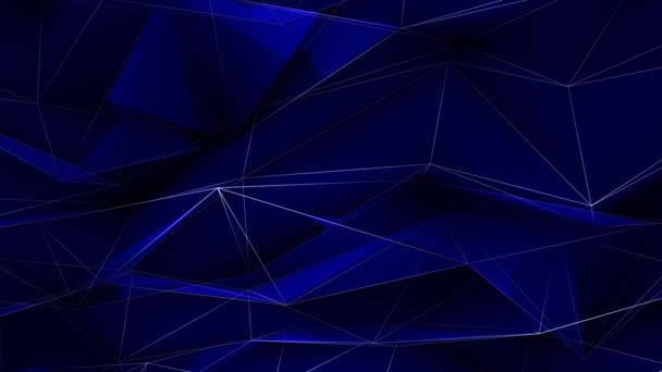Triangle polygon loop background. Blue triangle polygon particle rotate. — Stock Video