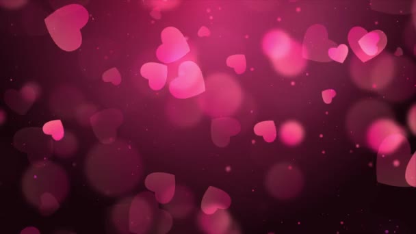 Bílá růžová Flowing valentine srdce bubliny na růžové smyčka 4K pozadí. — Stock video