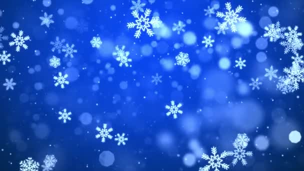 Blue Snowflakes flying in air Light Snow flakes Loop Background Animation. — Stock Video