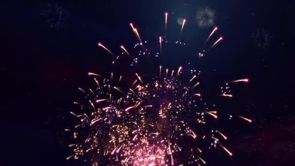 4K Abstract Loop seamless of real Fireworks Show Explosion Background. — Stock Video