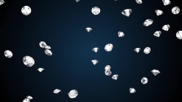 4K Diamonds Rain Falling Down Glamour Overlay Loop Animation. Grüner Bildschirm — Stockvideo