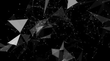 Noktaları, çizgileri ve üçgenleri birleştiren soyut kompozisyon.