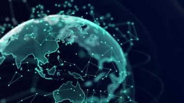 Dünya Hologramı Dönen Düğüm Bağlantısı 4k Alfa ile Döngü Canlandırması.