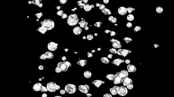 Mooie glanzende fonkelende diamant edelstenen vallen 4K naadloze lus beweging achtergrond — Stockvideo