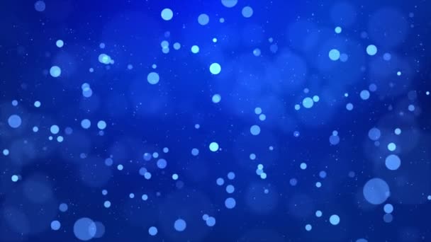Alan derinliği ve bokeh bilim kurgu döngüsüne sahip soyut Parlayan Mavi parçacıklar — Stok video