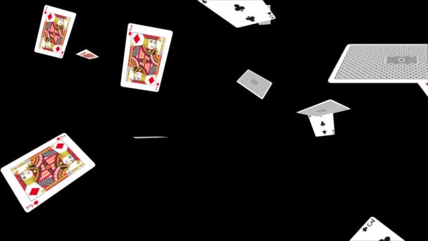 Jugar a las cartas cayendo, HD jugando a las cartas cayendo lentamente — Vídeo de stock