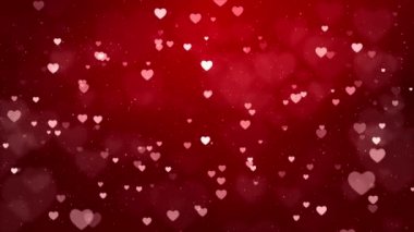 Soyut Parlak Bokeh Kalp Parçacıkları Hareketi 4K arkaplanı.