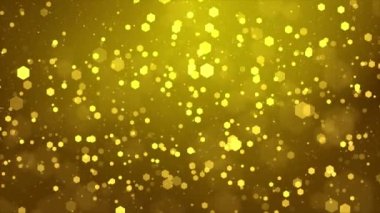 Parlayan Bokeh ışık parçacıklarıyla uçan güzel, ışıldayan yüzen konfetiler..