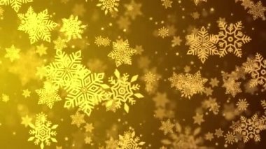 Kar yağan Kış Altın Işığı, kar tanesi. Tatil Kış döngüsü arka planı