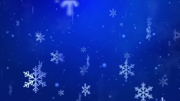 Winter Snowfall and snowflakes Blue background. Cold winter Holiday Christmas — Stock Video