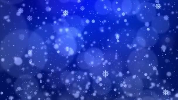 美丽的冬雪模糊了蓝圈的背景 — 图库视频影像