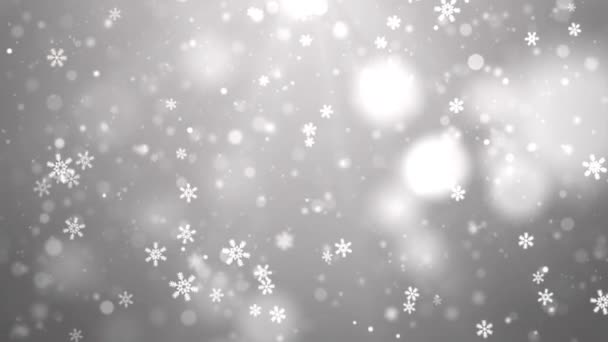 Naturalna zimowa pętla świąteczna 4K tło z białymi obfitymi opadami śniegu, płatki śniegu. — Wideo stockowe