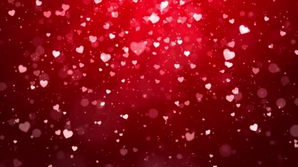 Red Heart Love Shape Romantic Animated Particles Flying Loop Background. — Stock Video