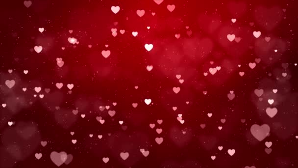 Abstraktes Shining Bokeh Hearts Partikel Motion Loop 4K Hintergrund. — Stockvideo