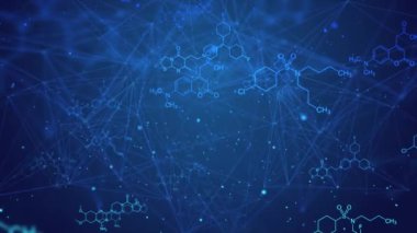 Sağlık ve bilim Tıbbi yenilik yapısal formüller döngü arka plan tasarımı.