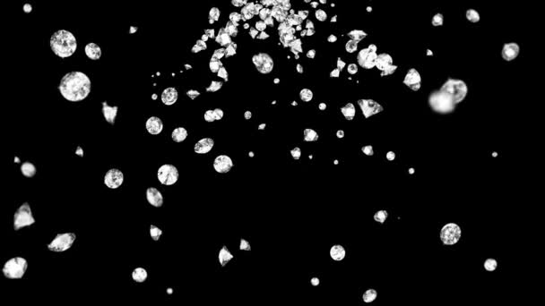 Berlian jatuh dengan tepi bersinar di Latar Belakang Lilac Loop. Layar Hijau. Rendering 3d — Stok Video