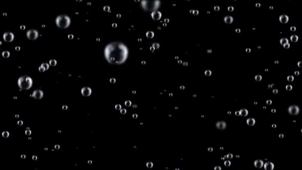 Abstracto Profundidad del campo un montón de burbujas en movimiento y la bebida flotante 4K 3D Green Screen loop Animación. — Vídeo de stock