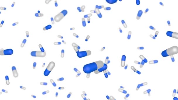 Flerfärgade piller, tabletter, droger faller ner Loop Animation Bakgrund — Stockvideo