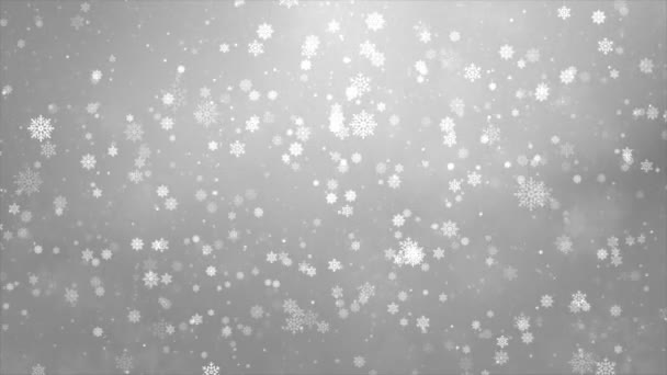 Részecskék fehér üzlet tiszta fényes csillogó bokeh por hó elvont háttér hurok. — Stock videók