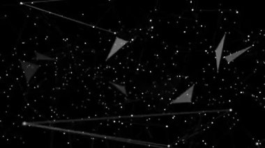 Noktaları ve çizgileri birleştiren soyut döngü çokgen uzayı alçak çokgen koyu arkaplan.