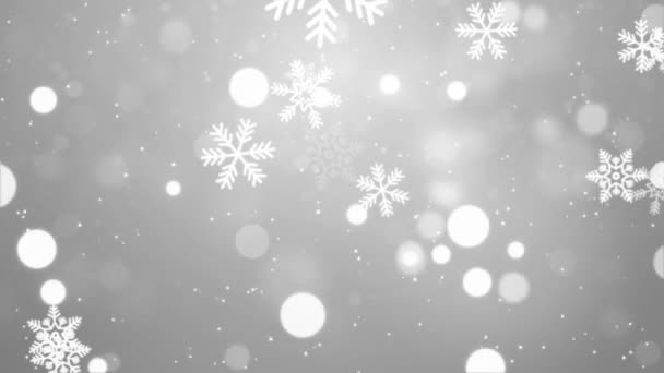 White Snowflakes flying in air Light Snow flakes Loop Background Animation. — Stock Video