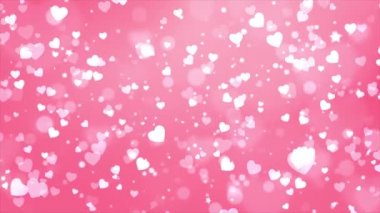 Pembe Kalp arka planı, kalp parçacık ışığı dolgusu Sevgililer Günü için, düğün.