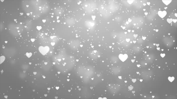 Fondos del corazón con corazones caídos partícula en bucle de luz para San Valentín, boda o amor — Vídeos de Stock
