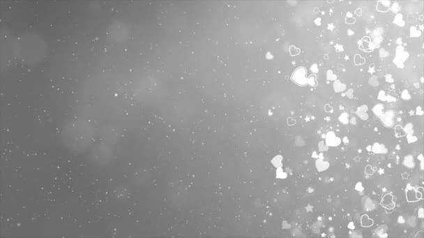 Branco Brilhante brilhos Retângulo quadro abstrato Loop Coração Partículas fundo 4k — Vídeo de Stock