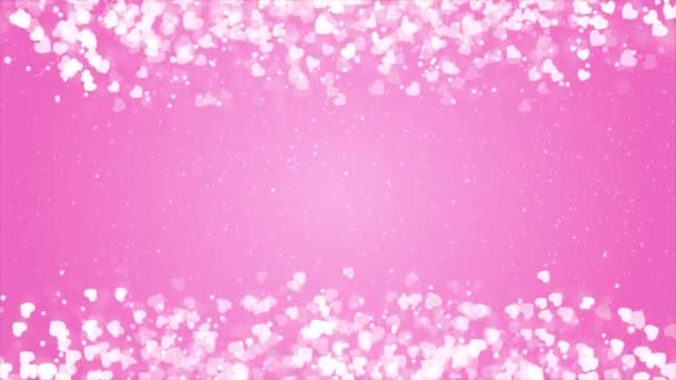 Valentijnsdag Geanimeerd frame van roze harten Naadloze lus achtergrond. — Stockvideo