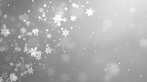 Snö faller ram gräns ljus partiklar jul nytt år Loop Animation bakgrund — Stockvideo