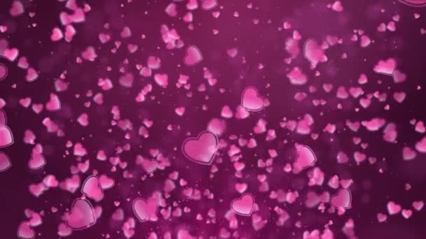 Motion Up von schönen hellen Kreis Herz Bokeh und Lichtstrahl rosa Schleife Hintergrund — Stockvideo