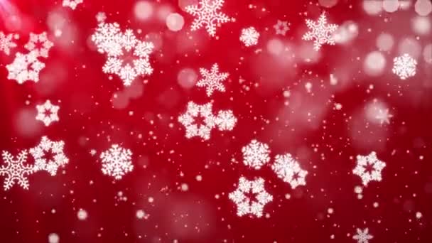 Χιόνι που πέφτει σε μπλε ουρανό με σωματίδια το χειμώνα φόντο βρόχο Χριστούγεννα — Αρχείο Βίντεο