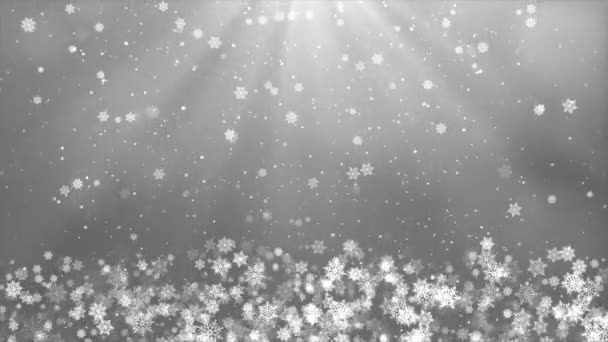 Серебряные искрящиеся огни Праздничный круг Снег фон с текстурой. — стоковое видео