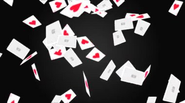 Kart oynatma, yükselme ve düşme 4K 3D Alfa Yeşil Ekran Canlandırması.