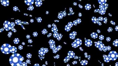 Kumarhane ve kumarhane için düşen çipler. 4K 3D Alfa Yeşil Ekran Arkaplanı.