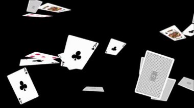 Oyun kartları 4K 3D Alfa Yeşil Ekran Canlandırması 'na düşüyor.