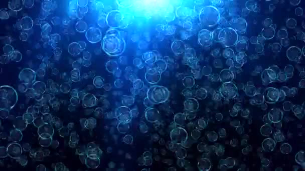 Mavi zemin üzerinde su kabarcıkları 4K 3D Yeşil Ekran Canlandırması. — Stok video